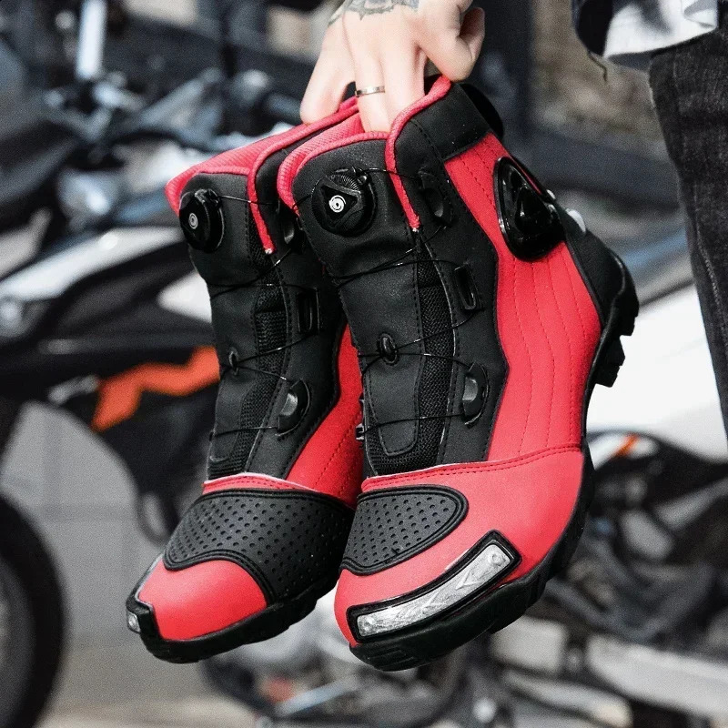 Motorcycle Boots Men Women Knight Outdoor Riding Anti-slip Winters Sneakers Shoes Bicycle Mountain Racing Road Speed Autumn 240822