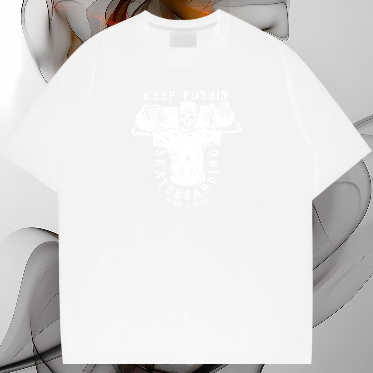 Popular Men T Shirts 230g Cotton skull Street Casual Graphic O Neck Short Sleeves Tshirts Classic Casual Tees