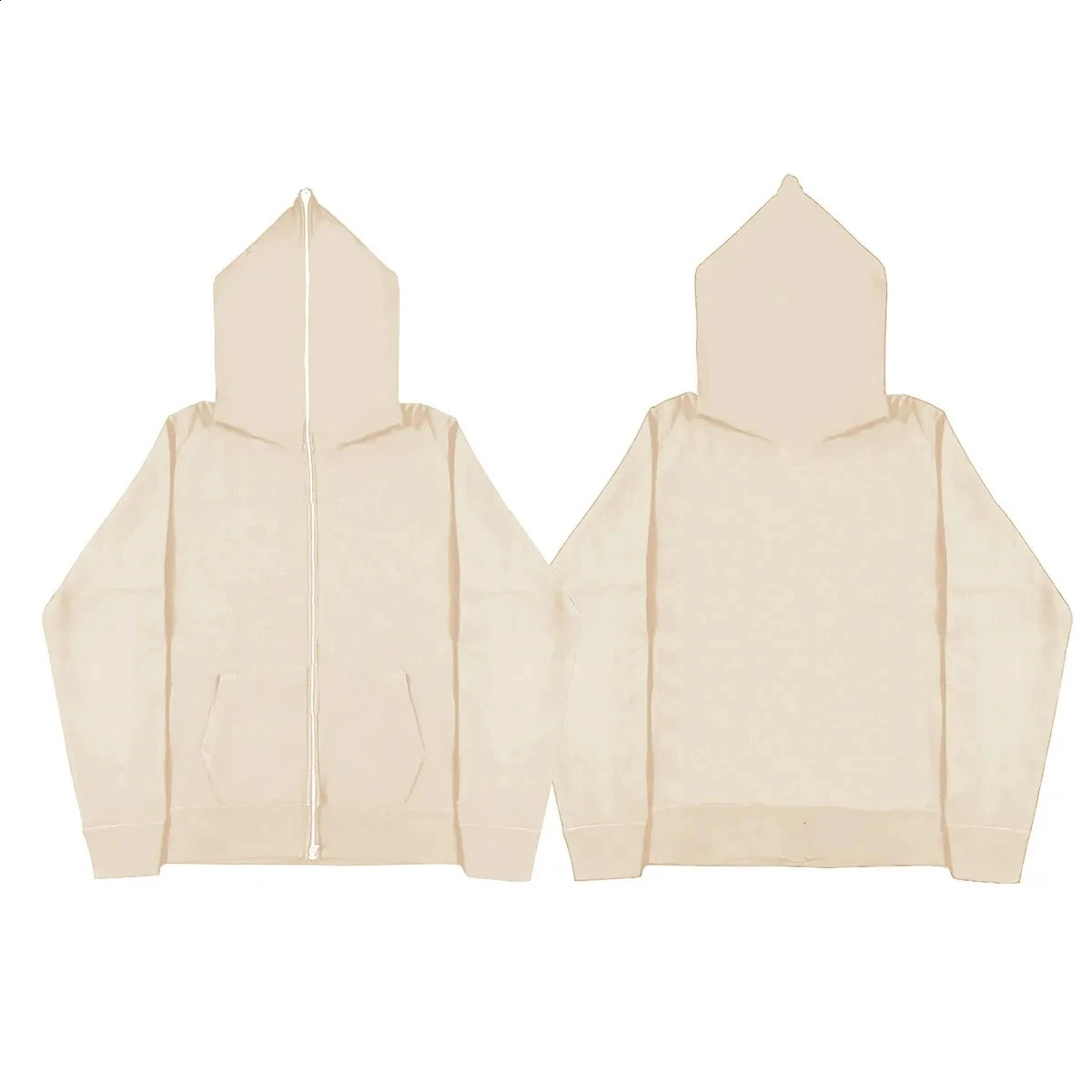 Solid Color Ins HighStreet Y2K Unisex Inner Fleece Hoodies Sweatshirt Fulll Face Zipper Oversized Mens Womens Streetwear 240823