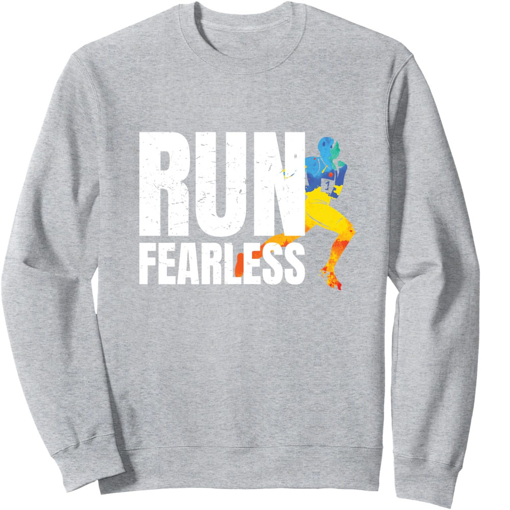 Long Sleeve Shirts for Men sweatshirt Run Fearless Men Colorful Splash Running Funny Gift Sweatshirt T shirt Tee Streetwear Casual tops clothes