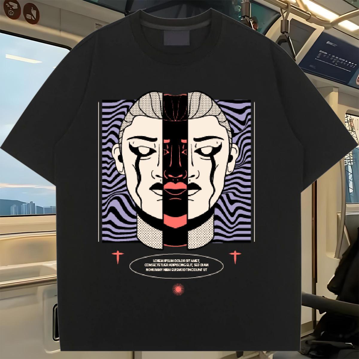 Lady Womens Tshirts 100% Cotton 230g painting Outdoor T-Shirts for Women O-Neck Short Sleeve Black Oversized Top Tees