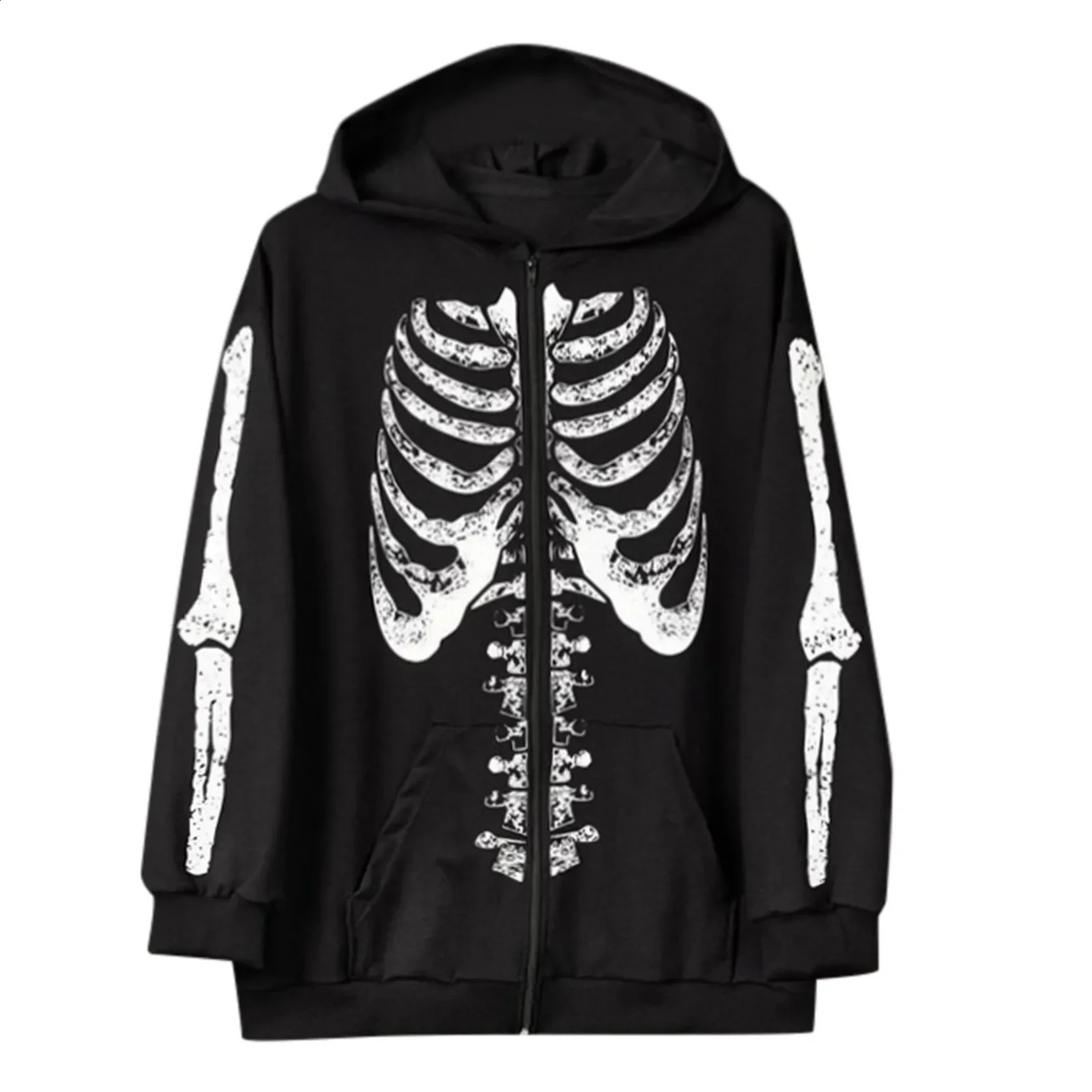 Y2k Fashion Printed Zip Up Hoodie Women Black Hoodie Grunge Oversized Sweatshirt Punk Harajuku Long Sleeve Outerwear 240823