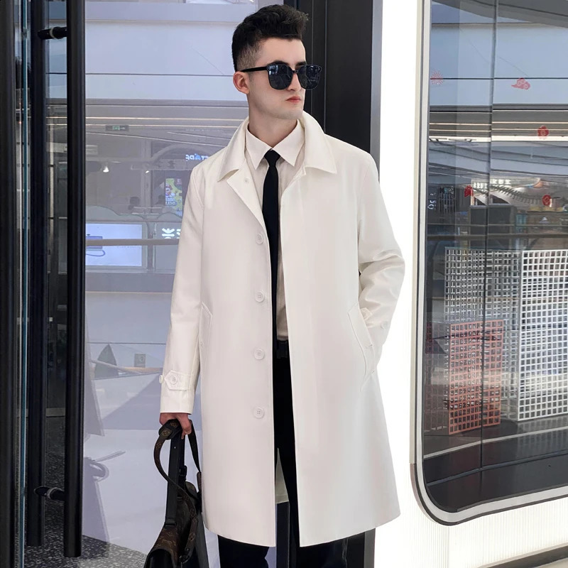 windbreaker mens single breasted Medium length red British mens coat detachable thickened down liner fashion trench coat 240822