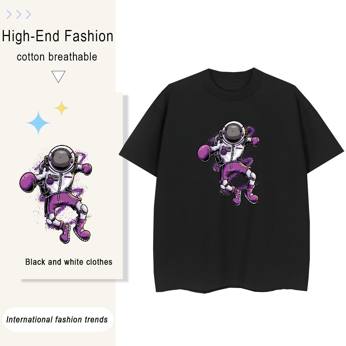 High quality Unisex Tshirts 230g Pure Cotton cosmonaut Beach T-Shirts Breathable Crew Neck Anime Oversized Tops Tees