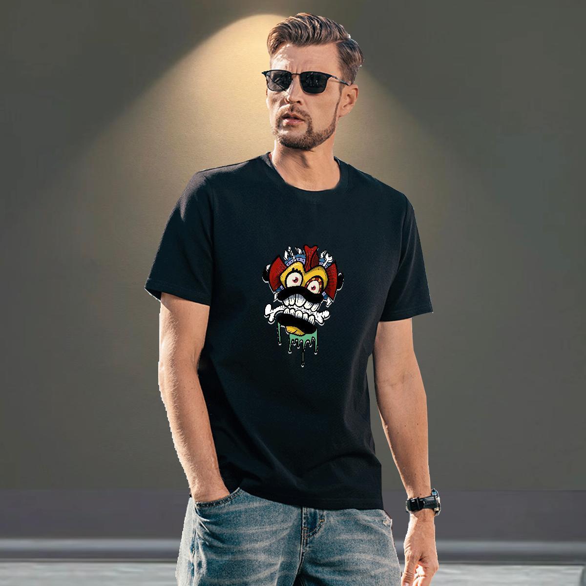 High Quality T Shirts Men 230g 100% Cotton skull Daily Wear Custom Cartoon Breathable Soft Men Tops Tees Stylist Clothes