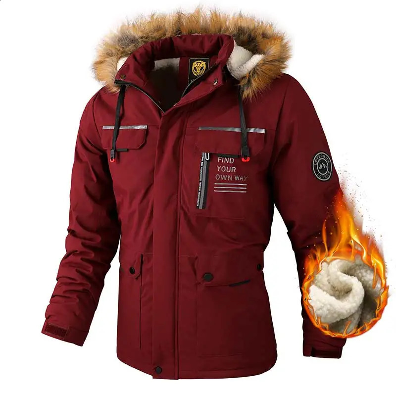 Fashion Men Casual Windbreaker Jacket Hooded Jacket Man Waterproof Outdoor Soft Shell Winter Coat Clothing Warm Fleece Thick 240822