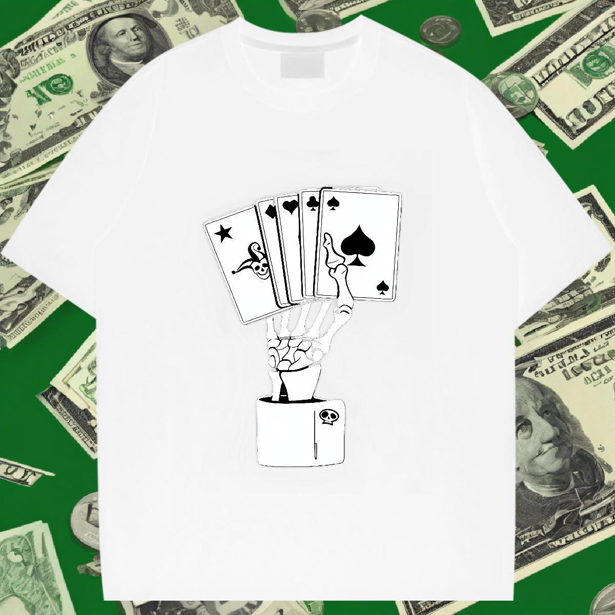 Wholesale T Shirts Men 100% Cotton 230g playing card Sports Casual Customized Print Breathable Short Sleeve Couples T Shirts Brand Tshirts