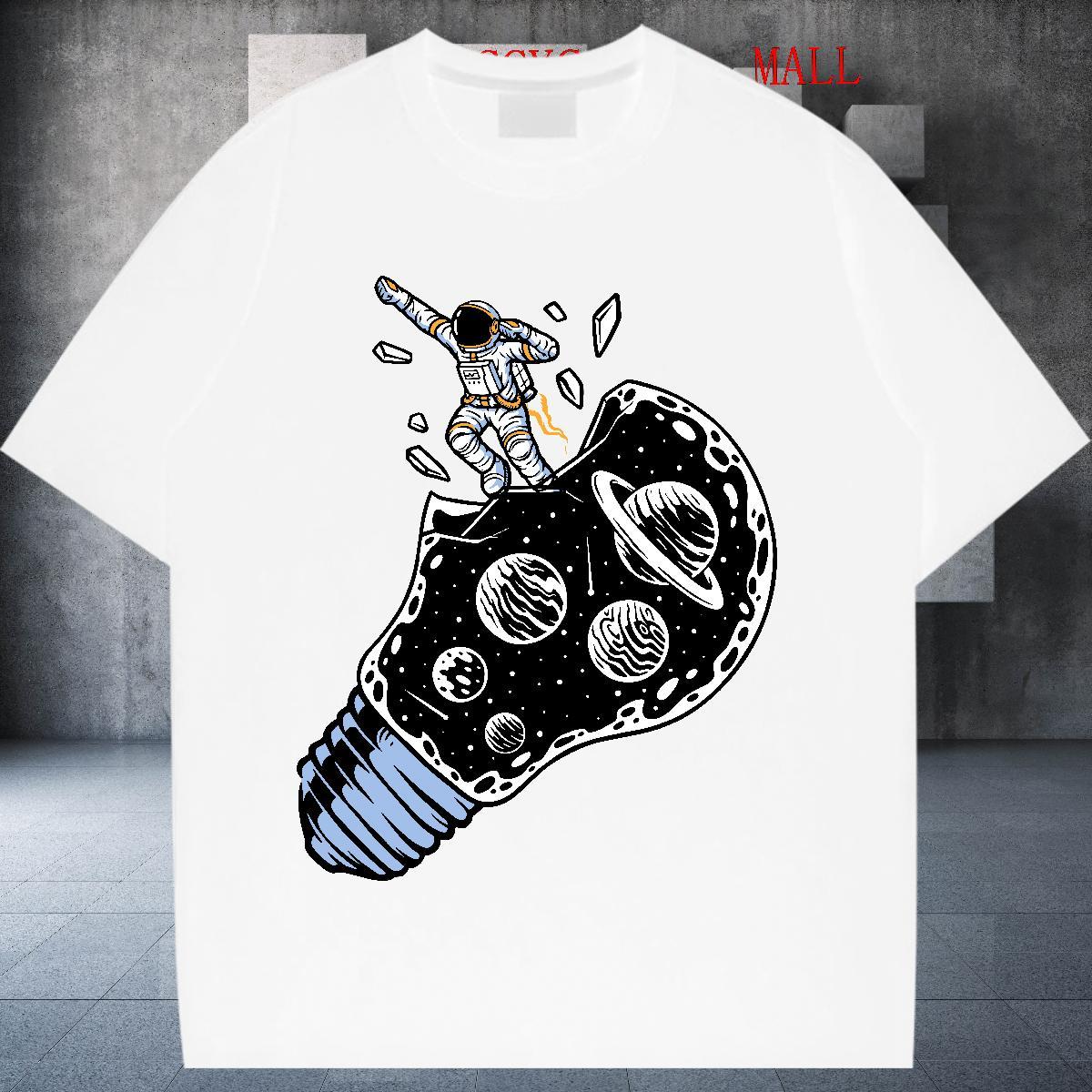 5A Women Tees 230g Cotton universe Beach T Shirt For Woman Breathable Cartoon Print Tops