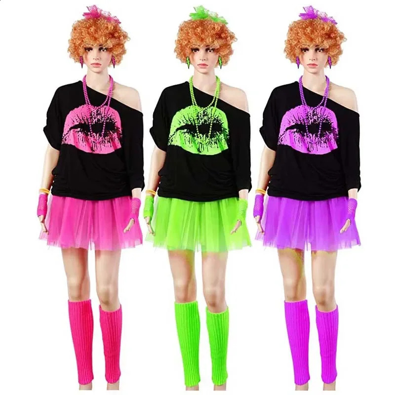 Female Role Playing 80s Theme Retro Party Costume Halloween Disfraz Mujer Sexy Anime 240823