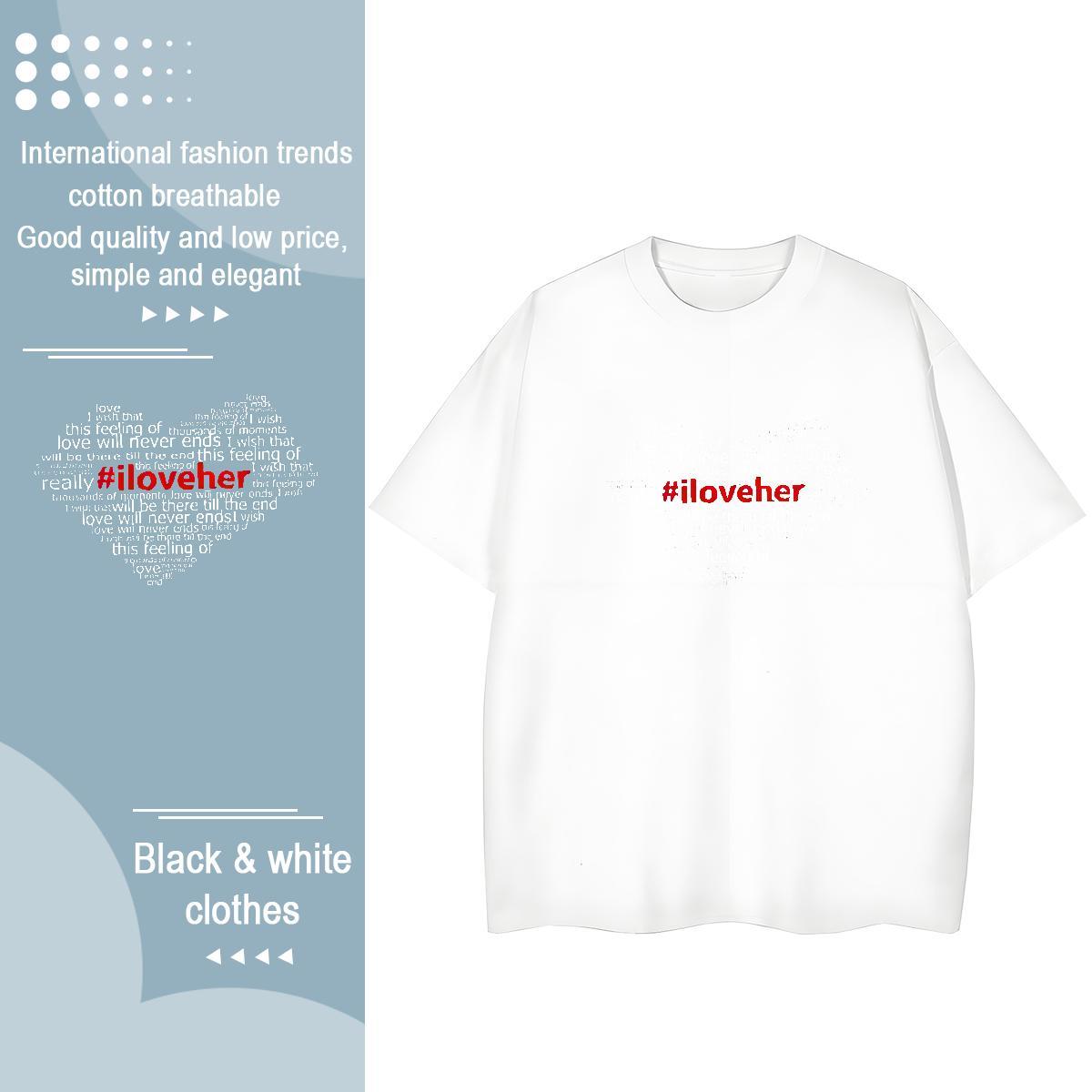 Female Womens Tshirts 230g 100% Cotton letter Street Wear T-Shirts for Women Crew Neck Breathable Custom Printed Tees Shirts