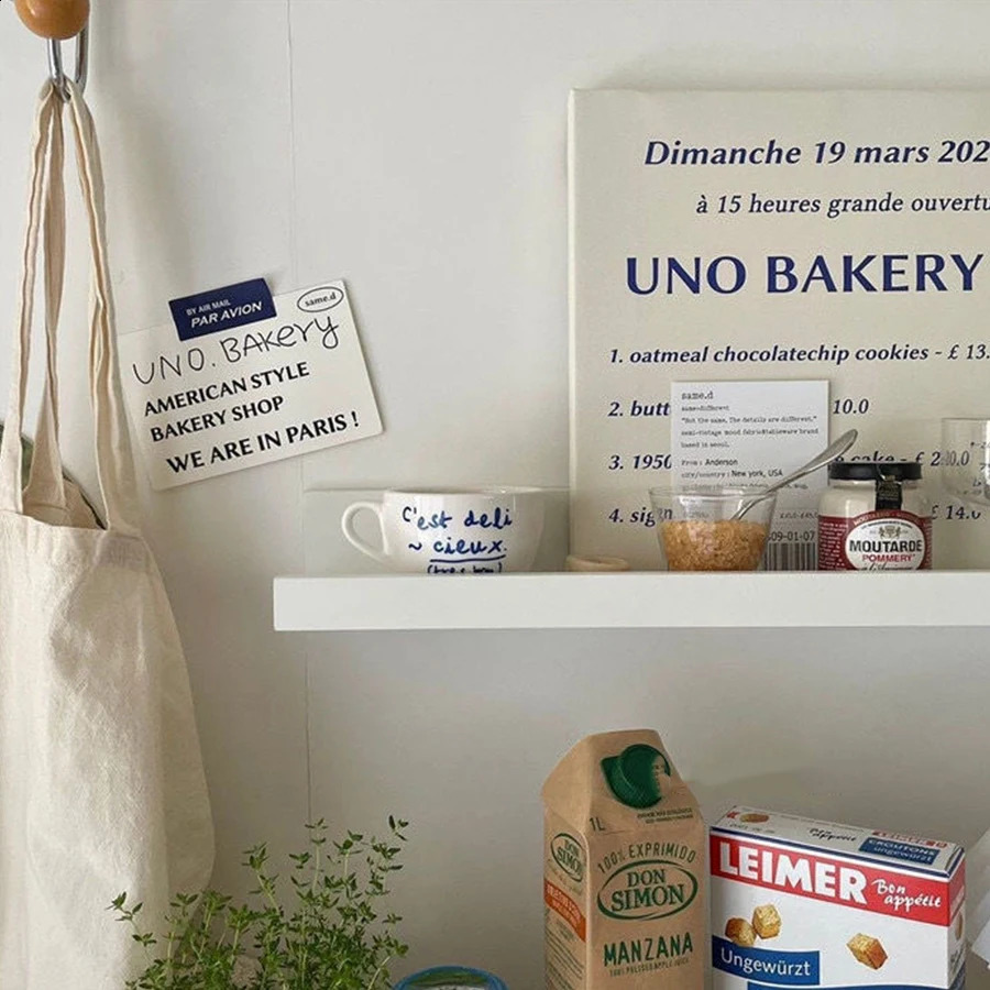 Simple Blue Letter Ceramic Mug and Saucer Set French Retro Romantic Coffee Cup Milk Cup Simple Korean Style 240822