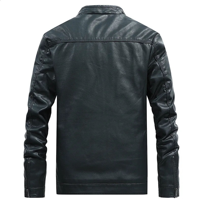 Autumn Mens Leather Clothing Solid Color Loose Casual Business Office Stand Collar Coat Mens Thickened Leather Jacket 240822