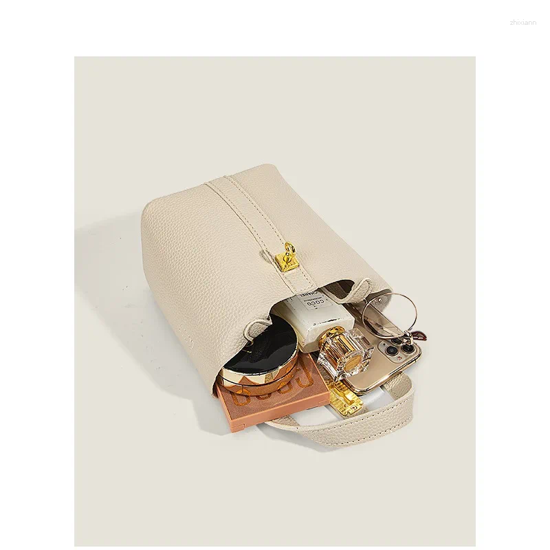 Versatile 2025 Shoulder Bag: PU Leather Bucket Crossbody With Silk Scarf New Free Delivery Designer Bag