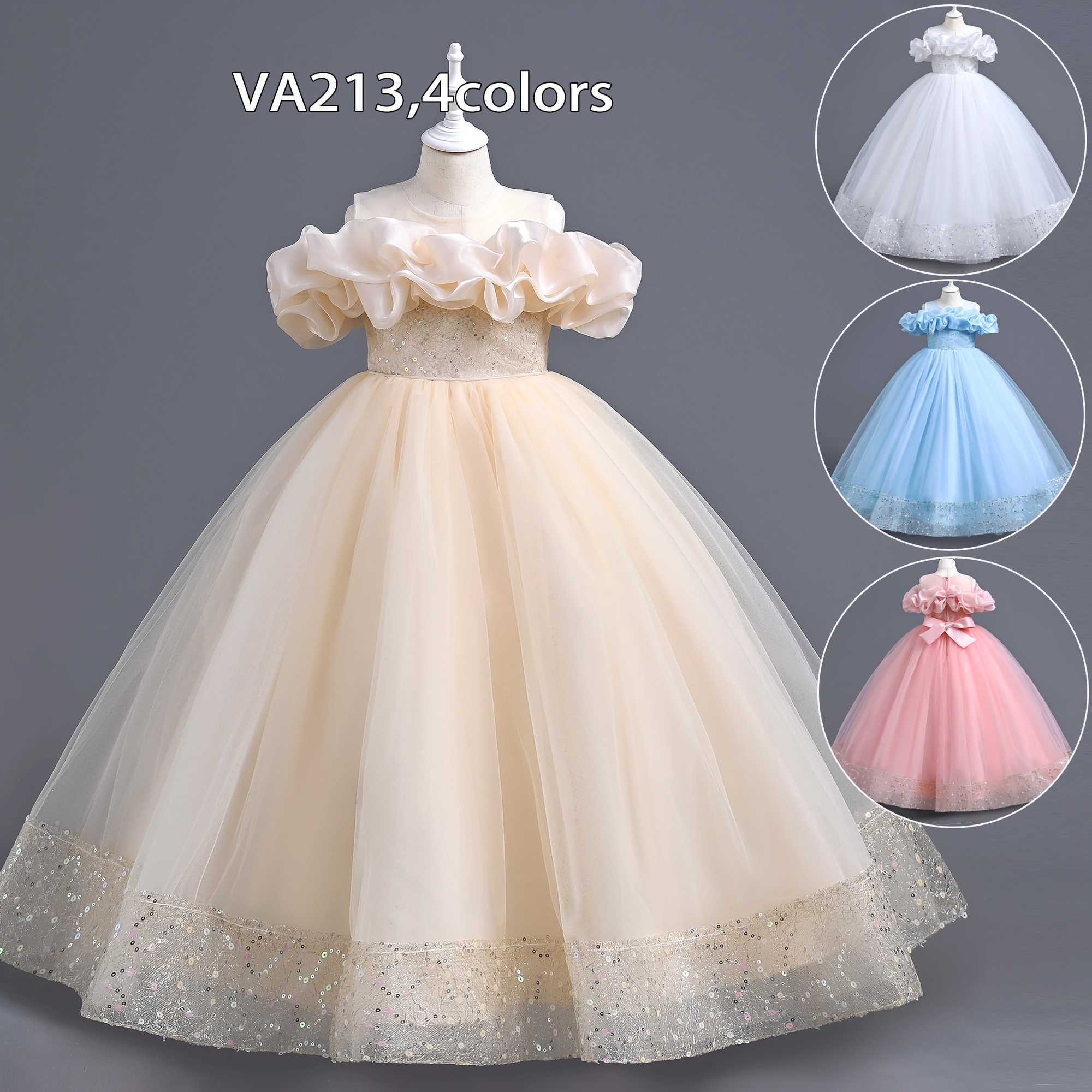 Yoliyolei Elegant Girl Birthday Party Dress Shiny Satin Princess Bride Maid Flower Girl Wedding Dress Childrens Formal Dress W240823