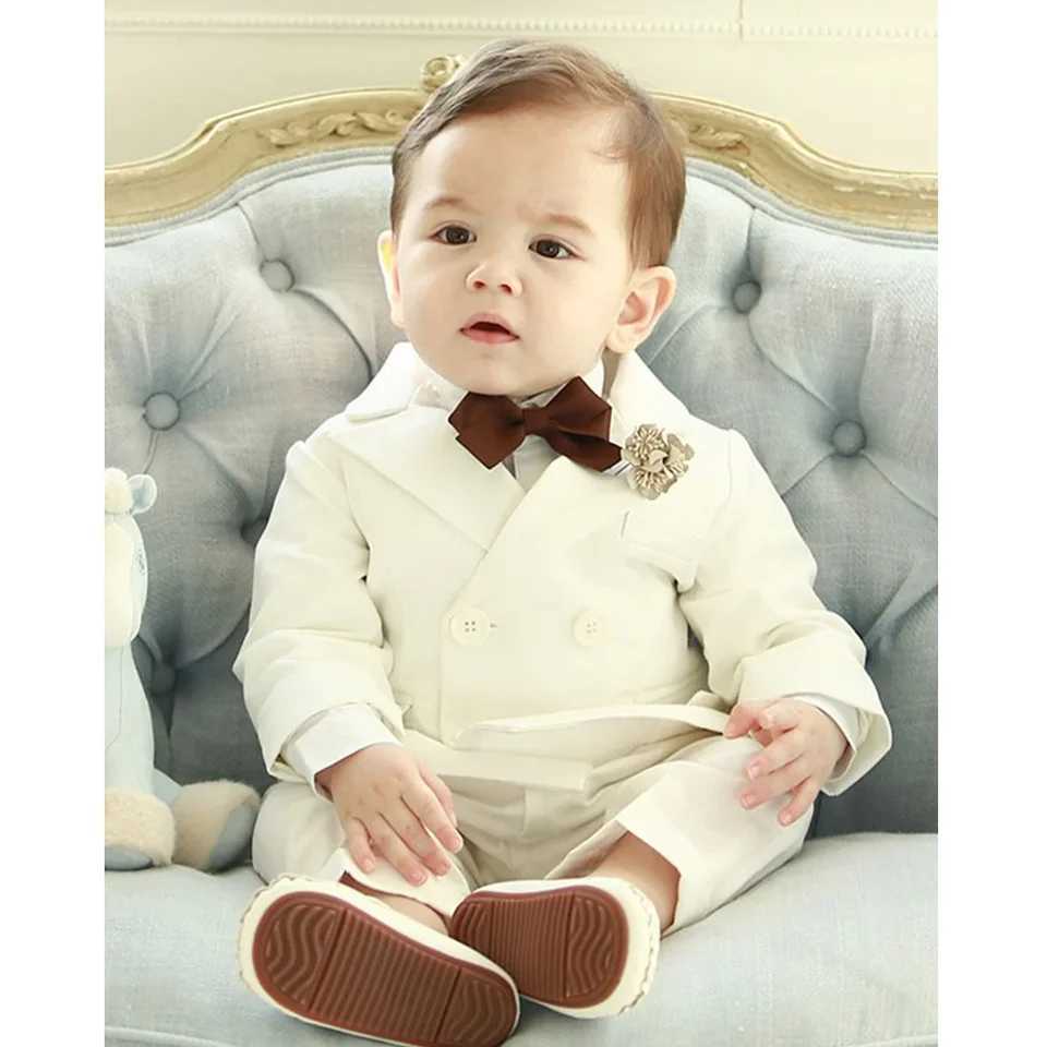 2-piece childrens boy white jacket pants childrens immersion wedding dress baby boy elegant dress party costume W240823