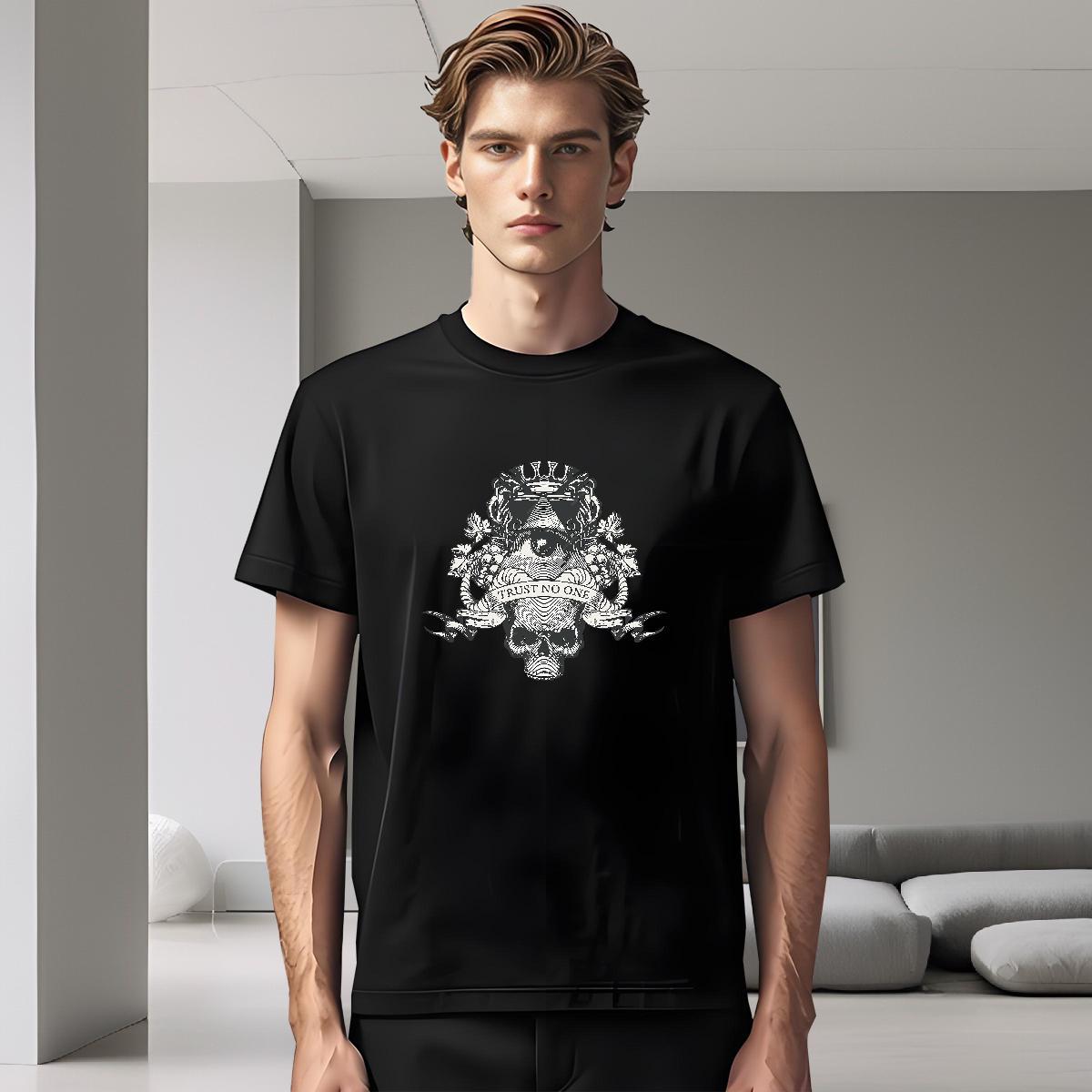 TOP Quality T-Shirts 230g 100% Cotton eye of the devil Street Casual Anime Print O Neck Short Sleeves Men Tops Tees DIY Customized Top Tees