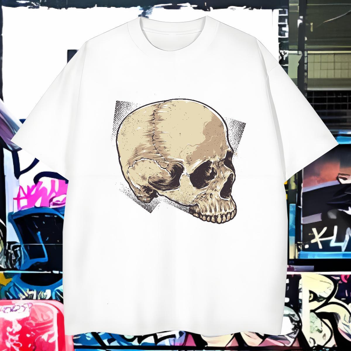 TOP Quality Mens T Shirts 230g 100% Cotton skull Hip Hop Plus Size Cartoon O-Neck Short Sleeve Tshirts 2024 Designer Clothes