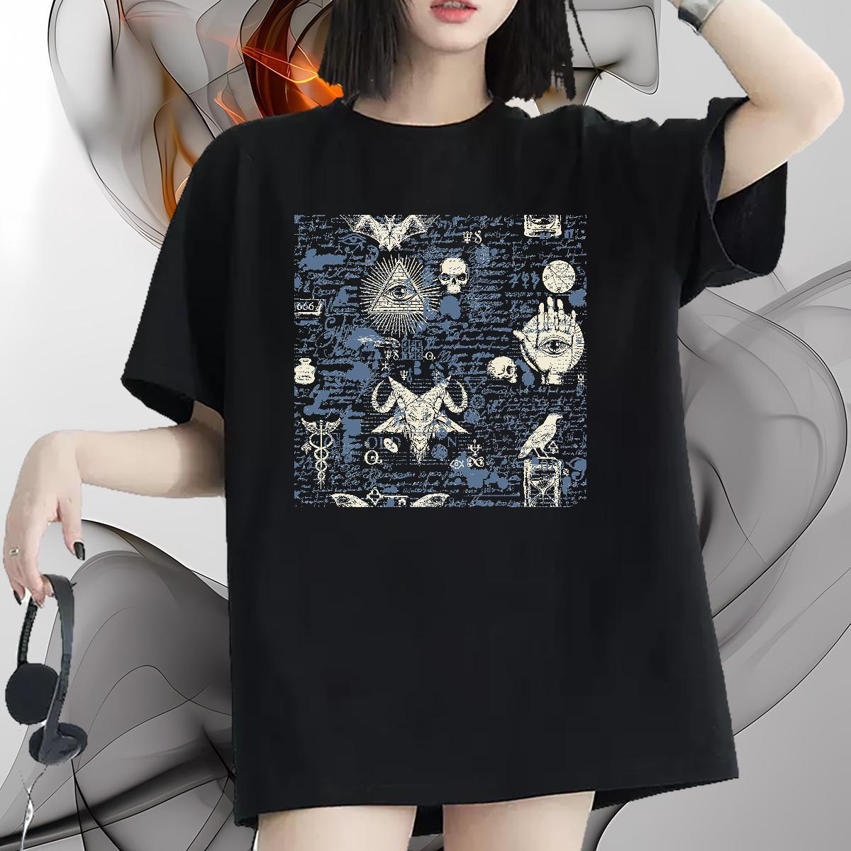 Free Shipping Women Tees 100% Cotton 230g full Beach T-Shirts for Women Breathable Crew Neck Cartoon Printing L-4XL Wear