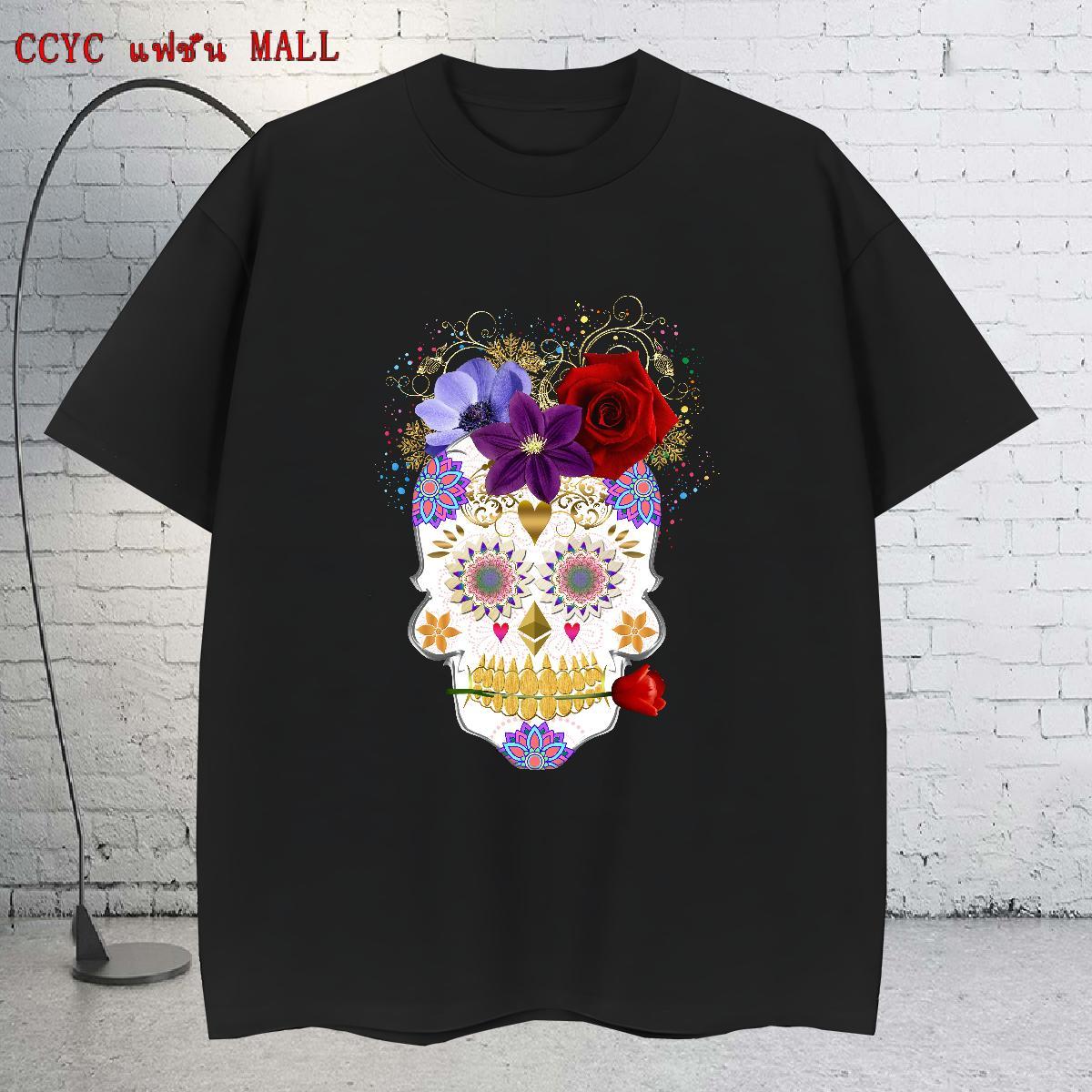 Loose Fit T Shirts Men 230g 100% Cotton skull Street Custom Printed O-Neck Short Sleeve Men Clothes T-Shirt 2024 New Top Tees
