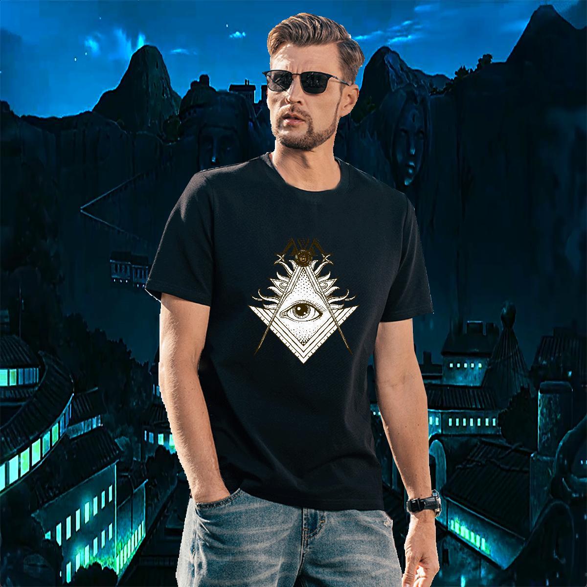 TOP Quality Men T Shirts 230g Cotton eye of the devil Casual Custom Print Plus Size Breathable Soft Tshirt for Man Woman Designer Fashion Tees Shirts