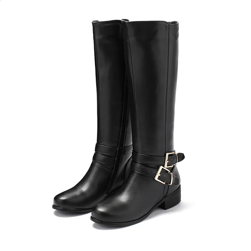 YMECHIC Winter Plush powder blusher Brown Mid and Small Leg Long Knight Boots Womens Button Low Short Fat High Heels Plus Size Party Shoes 240823