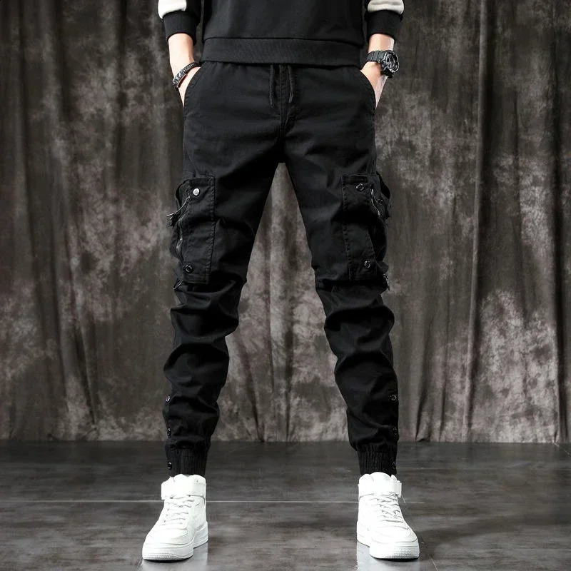 Male Trousers Slim Biker Mens Cargo Pants Motorcycle Summer Khaki With Stylish Regular Fit Big Size Long Vintage Harajuku 240822