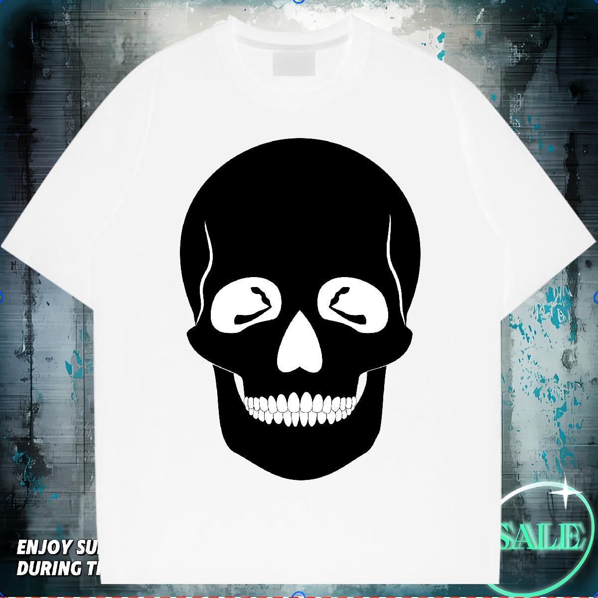 Popular T Shirt For Man 230g 100% Cotton skull Home Outdoor DIY Logo Oversized Breathable Crew Neck Tshirt for Man Woman 2024 Polos