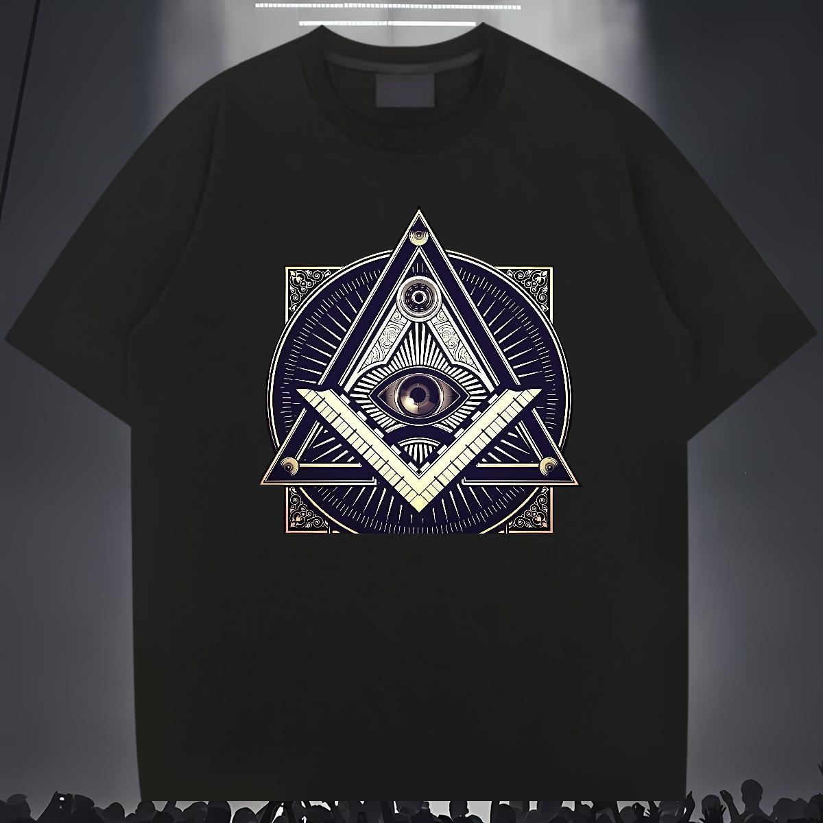 TOP Quality T shirt 230g 100% Cotton eye of the devil Casual Black White Breathable Short Sleeve Men Tees Designer Clothes