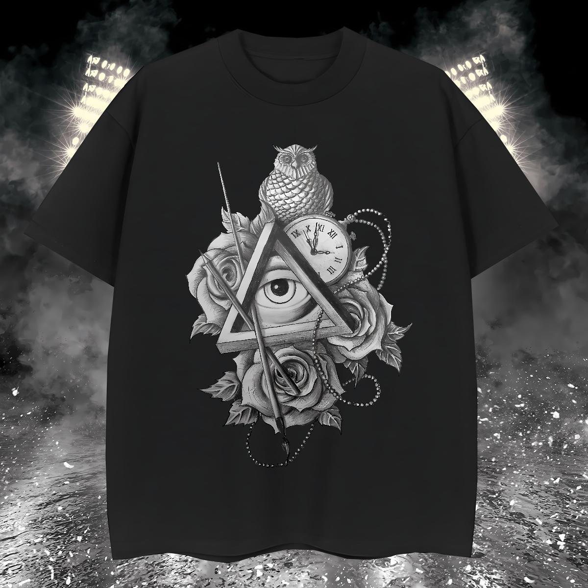 High Quality T Shirts Men 230g 100% Cotton eye of the devil Daily Wear Customized Print O Neck Short Sleeves Couples T Shirts Designer Tops