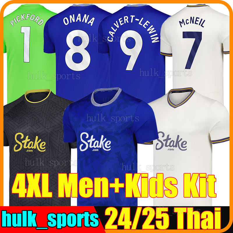 4XL 24/25 The Toffees 3rd Soccer Jerseys 2024 2025 CALVERT-LEWIN ONANA KEANE HARRISON MAUPAY HOLGATE TARKOWSKI DOUCOURE MYKOLENKO YOUNG men kids kit football shirts