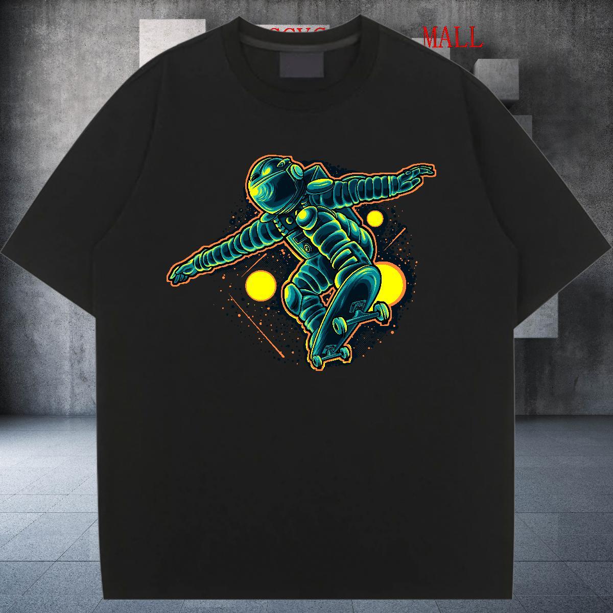 Wholesale Women Tshirts 230g Pure Cotton cosmonaut Hip Hop Street T-Shirts Short sleeve Soft Black White Clothes Shirt