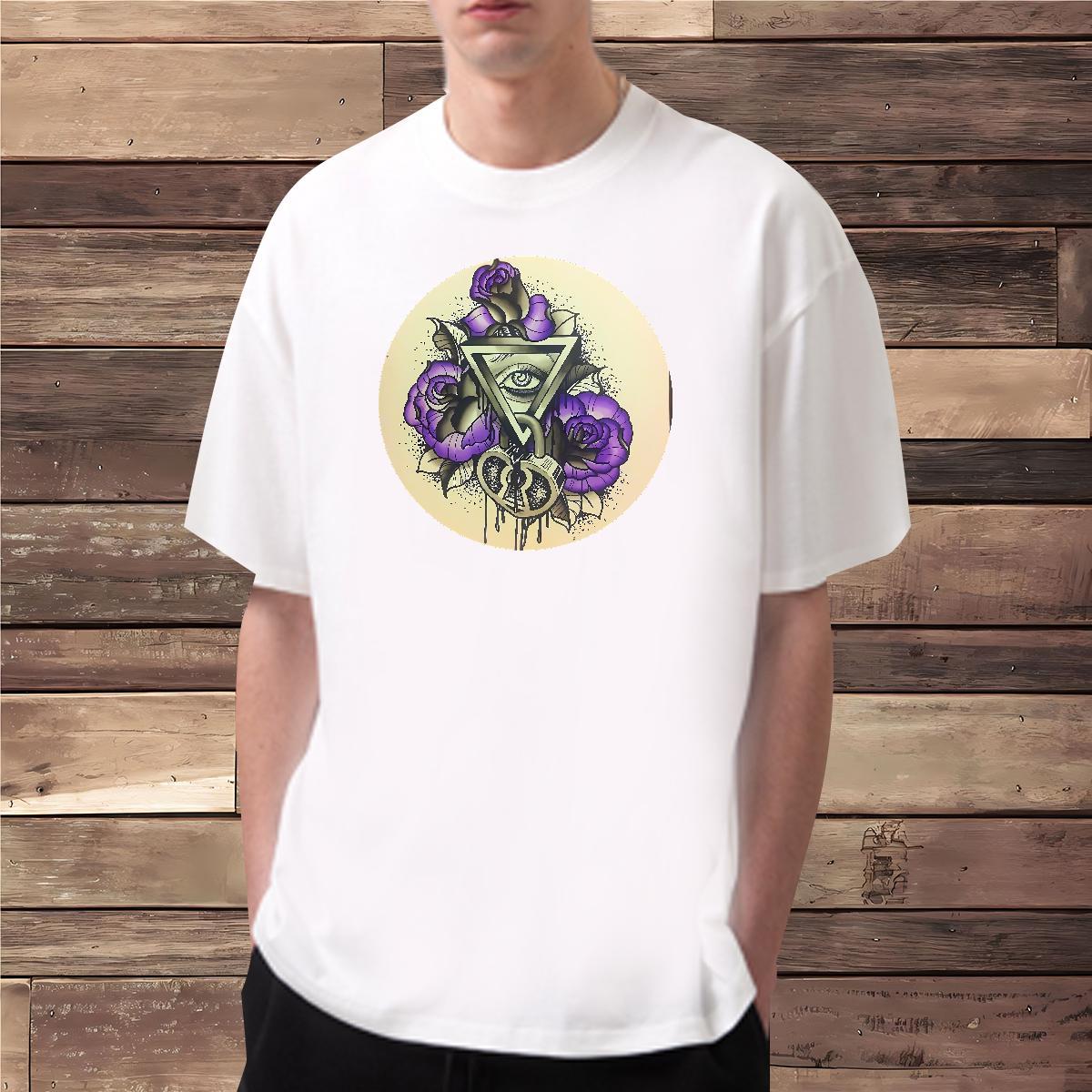 Cool Mens T Shirts 100% Cotton 230g eye of the devil Casual Beach DIY Printed Crew Neck Breathable Men Tshirts Fashion Designer Wear