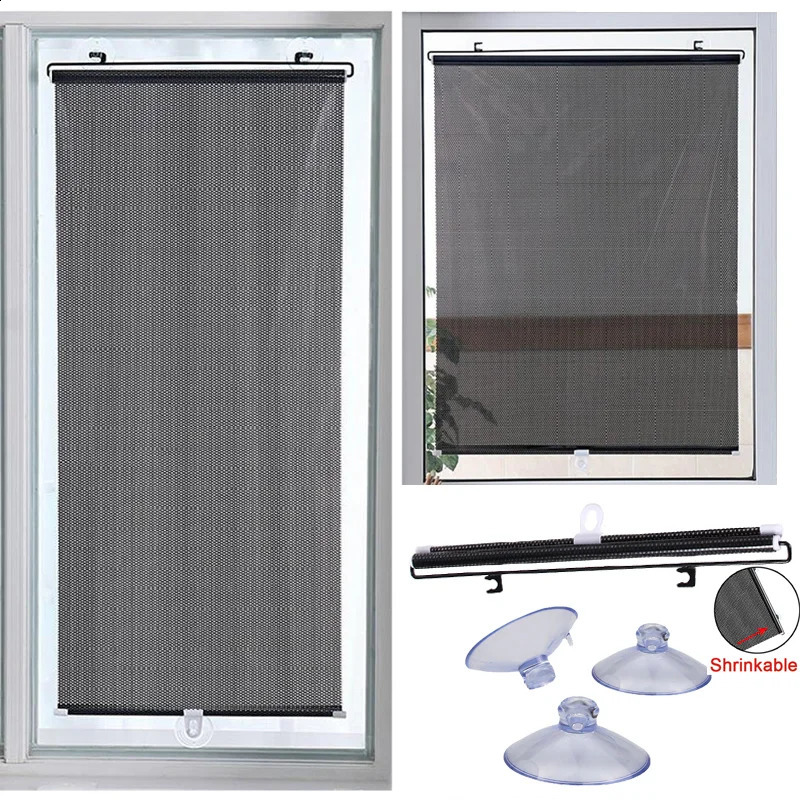 Sunshade Roller Blinds Suction Cup Blackout Curtains for Living Room Car Bedroom Kitchen Office Free-Perforated Window Curtain 240823