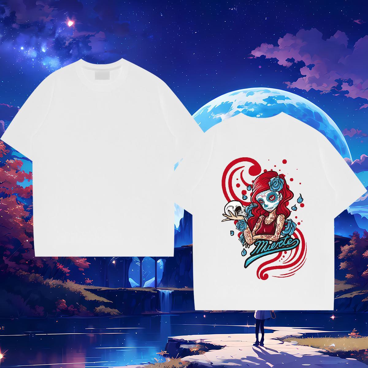 Brand Men T Shirts 230g Cotton skull High Street Hip Hop Plus Size Custom Breathable Crew Neck Couples T Shirts Classic Tees
