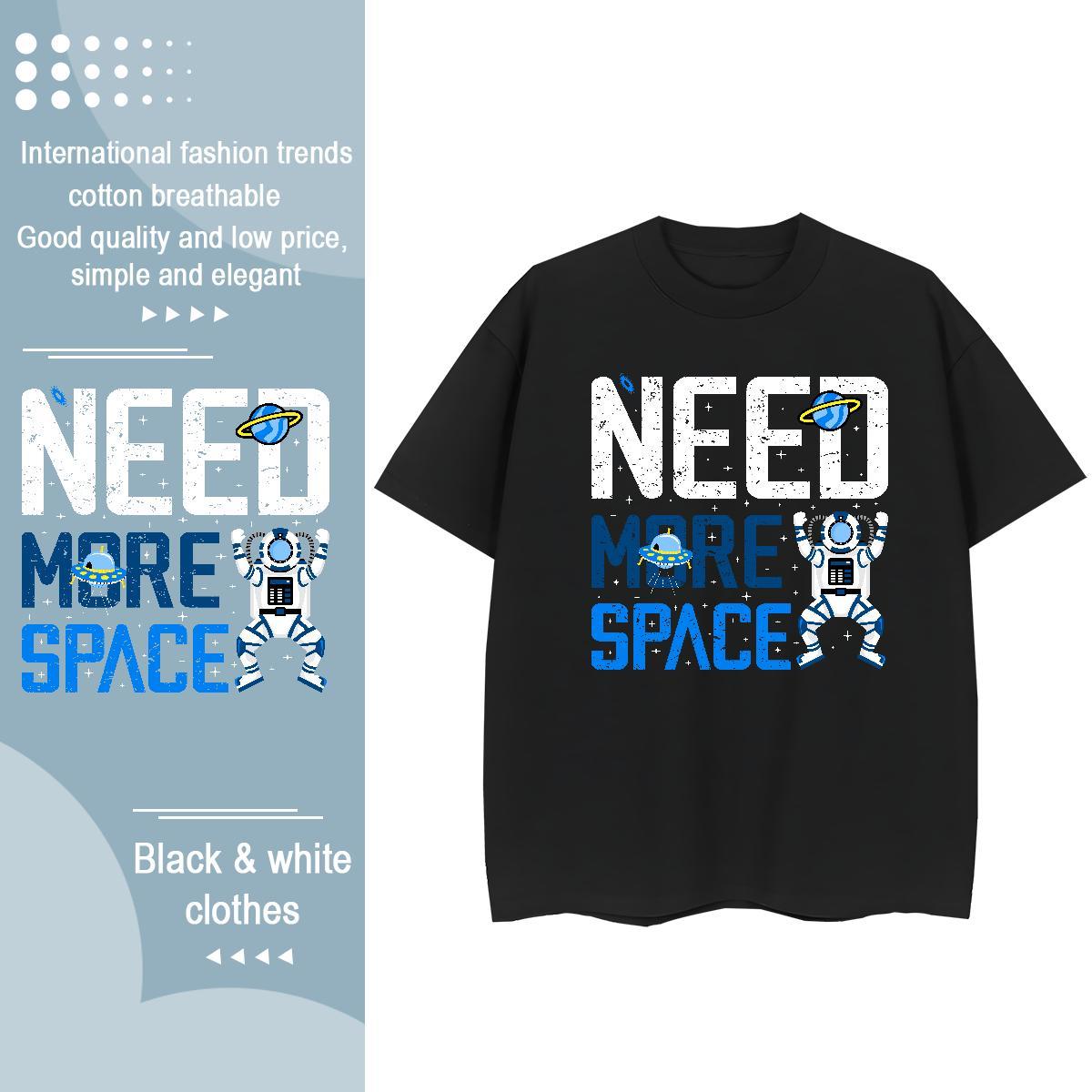 Popular Woman Tshirt 230g Pure Cotton cosmonaut Hip Hop T Shirts Women Crew Neck Breathable Customized Tops