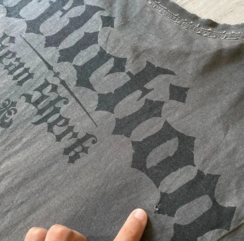 Y2K American high Tshirt street bomb skeleton military knife protection dark print summer short sleeved personalized casual 240822