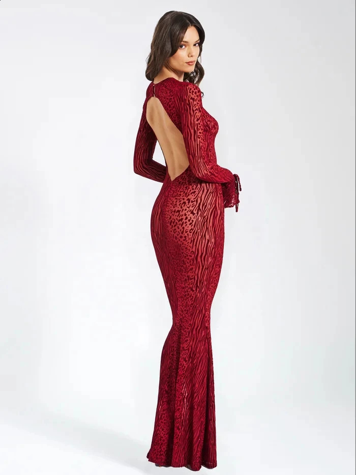 Leopard Bodycon Sheath Sexy Club Women Dresses O Neck Outfits Backless Hollow Out Open Back Mesh Dress Evening Dress Vestidos 240822