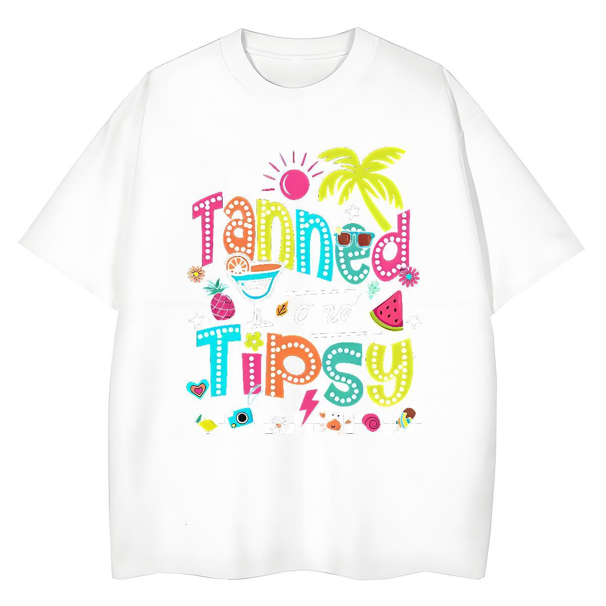 Female Unisex Tshirts 230g 100% Cotton letter Sports Street Wear Woman T Shirts Crew Neck Anime Oversized Tops