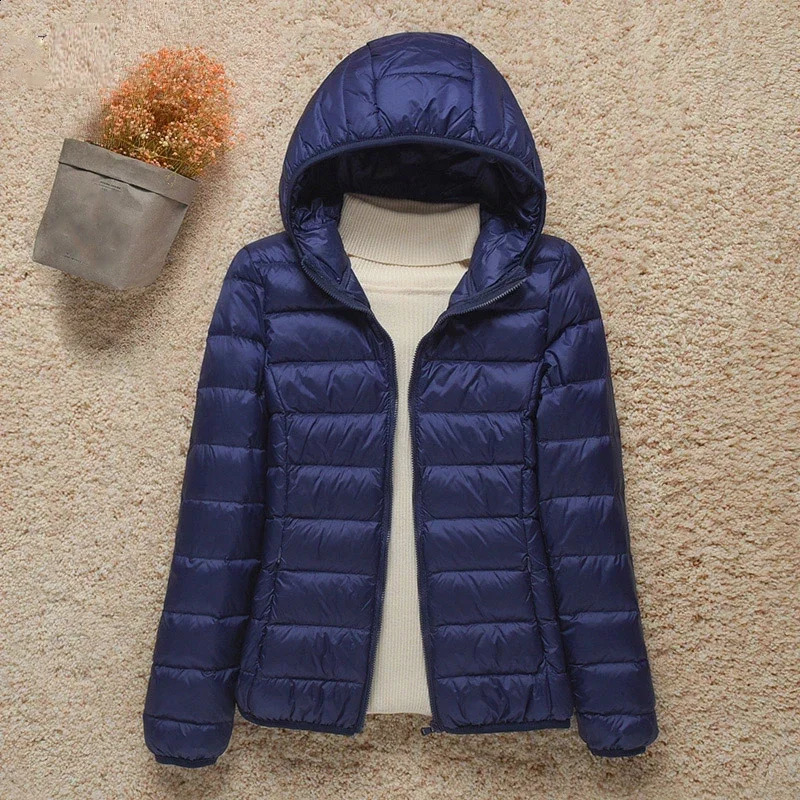 womens cold jacket winter light white duck down ultrathin inflatable portable windproof 240823