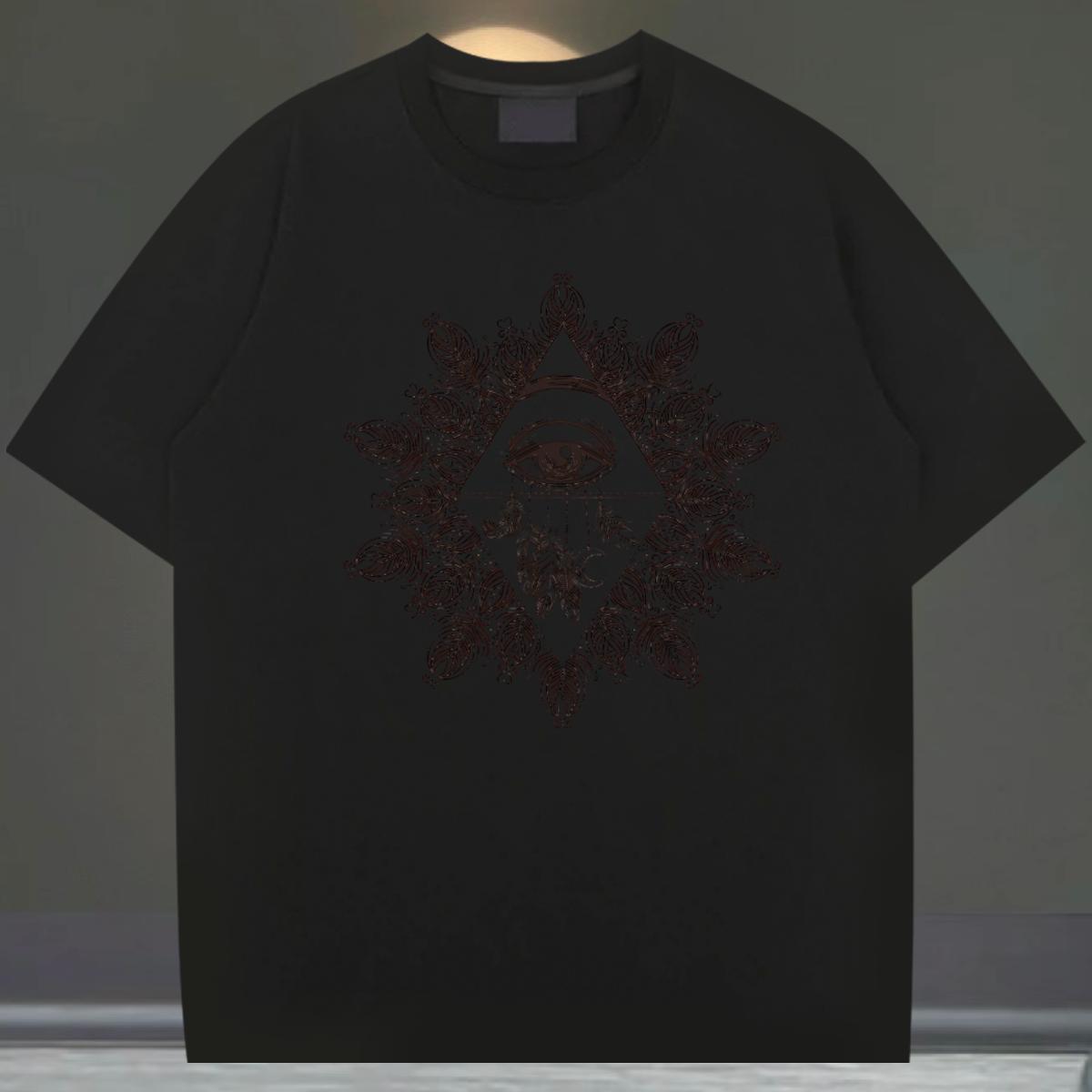 Cool Design T-Shirts 230g 100% Cotton eye of the devil Summer Casual Black Oversized O Neck Short Sleeves Men Tops Tees 2024 DIY Tees Shirts