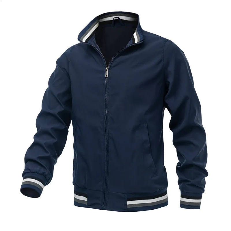 Mens jacket standing collar casual simple and loose suitable for outdoor sports spring autumn seasons 240822