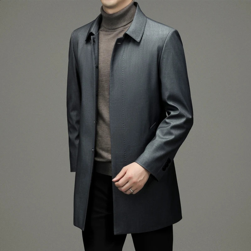 autumn fashion coat mens High quality trench coat Business Casual fleece warmth jackets Mens Clothing size M-4XL 240822