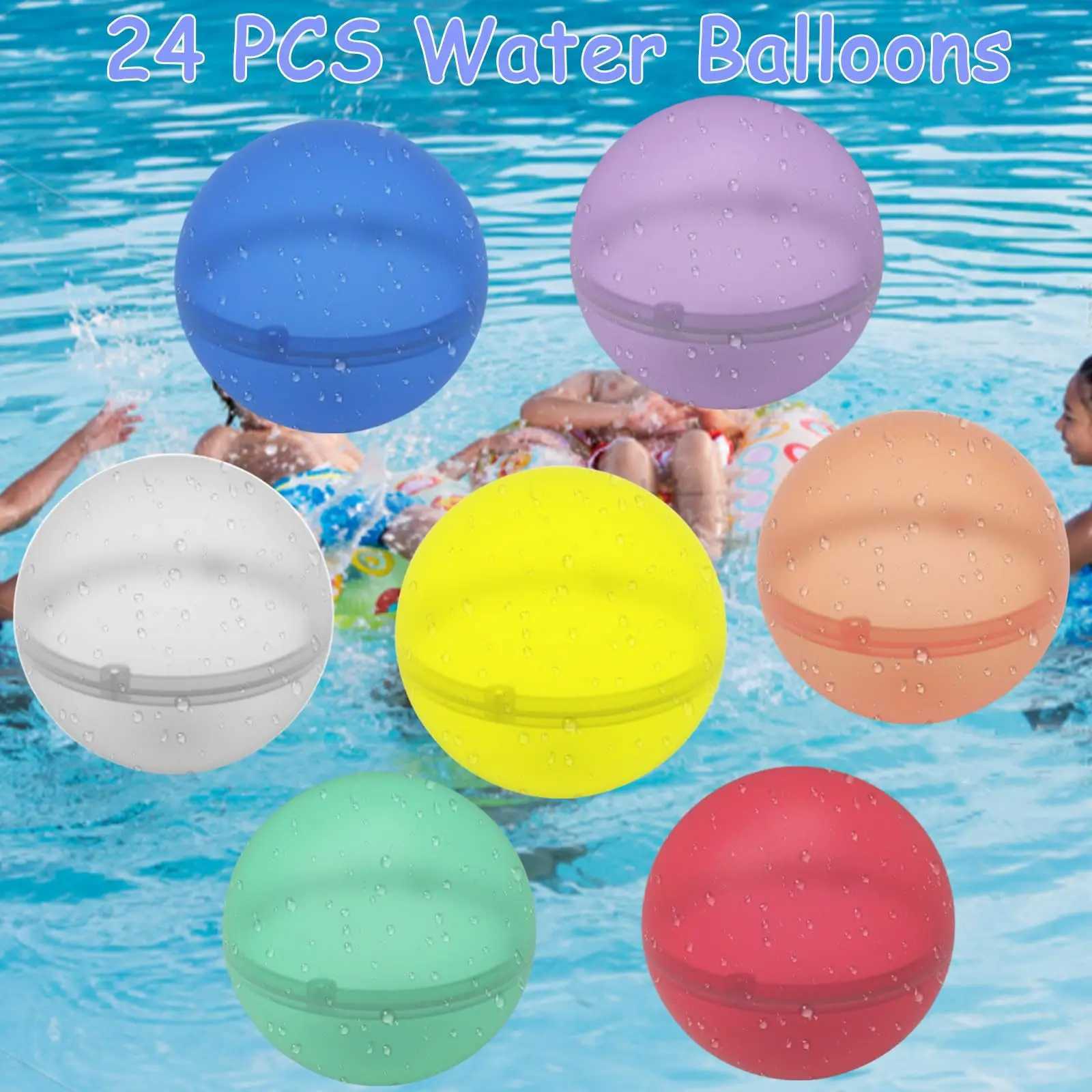 24Pcs Water Balloon ReusableWater Ball Toys for KidSoft Silicone Water Balloon Quick FillKid Adult Water Game Summer PartyY240823