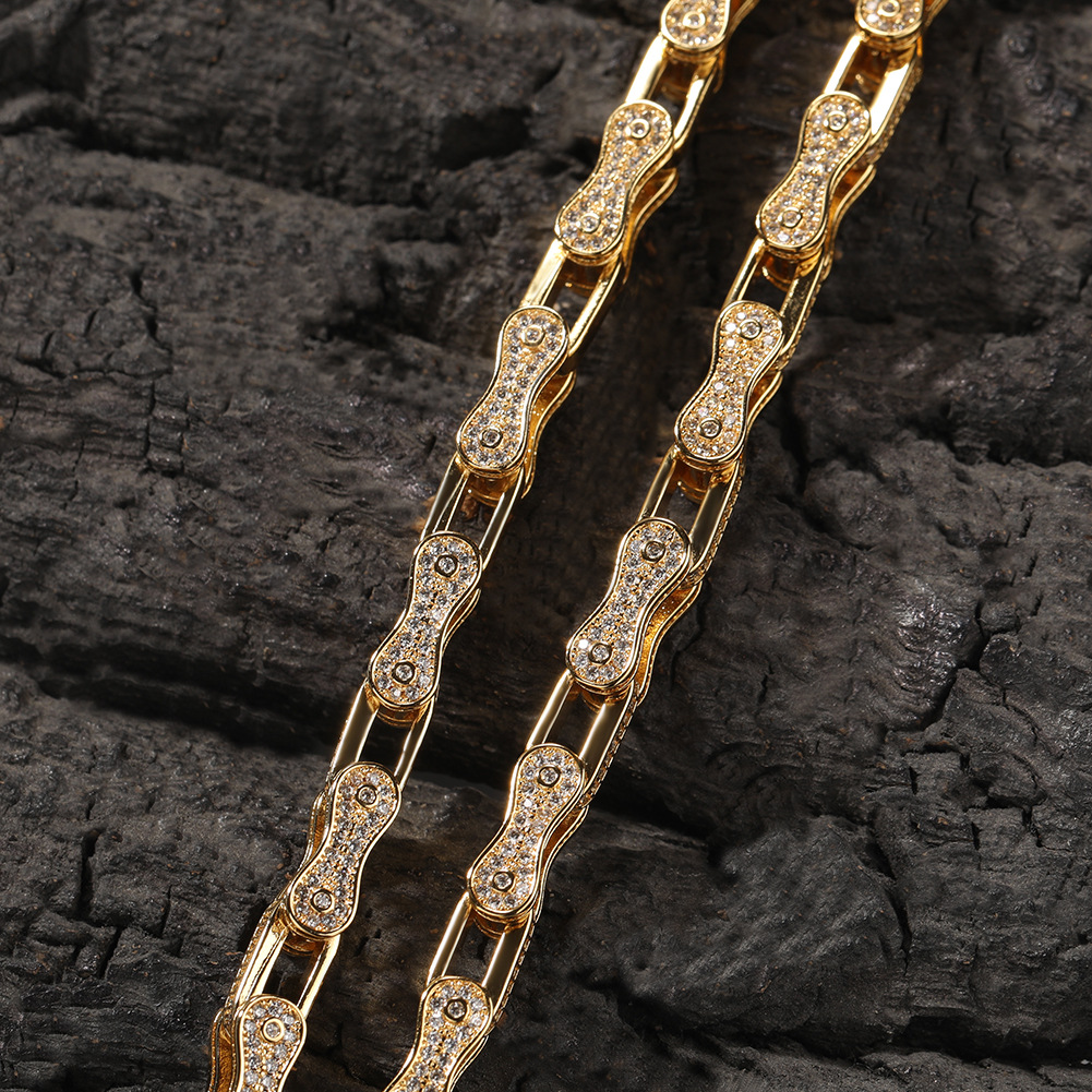 5mm Hip Hop Bicycle Chain Necklace Bracelet TopBling Zircon Mens Women Jewelry Set