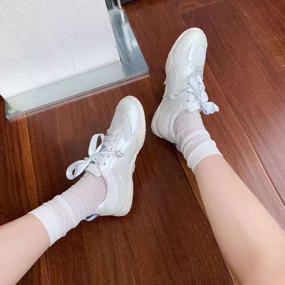 Ddmysports Cowhide Version Grape Mom Same Genuine Leather Ballet Style Breathable Mesh Pearl Lace Up Casual Sports For Women Forrest Gump Shoes OUTDOO