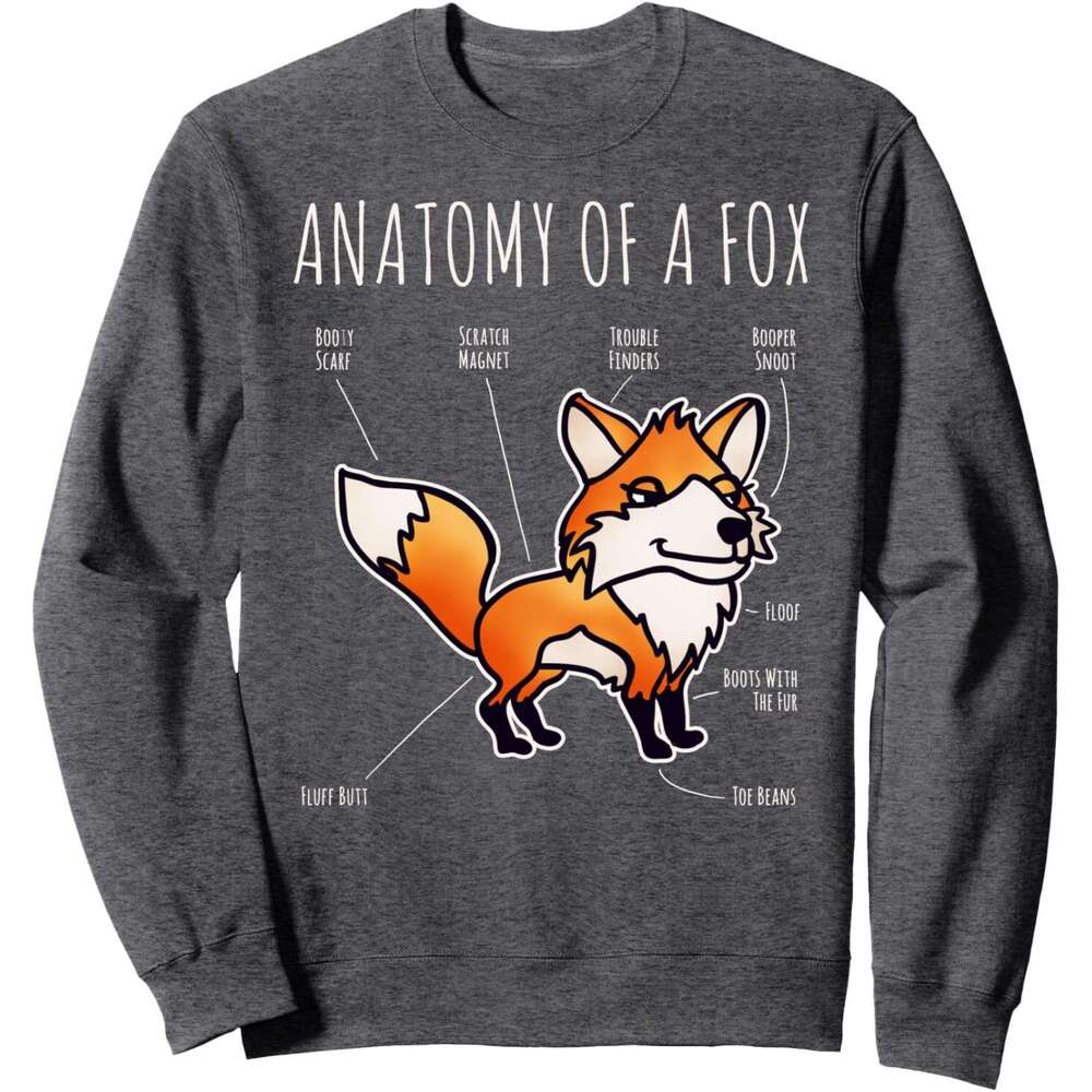 Long Sleeve Shirts for Men sweatshirt Anatomy O Fox Funny Animal Cartoon Veterinary Sweatshirt T shirt Tee Streetwear Casual tops clothes