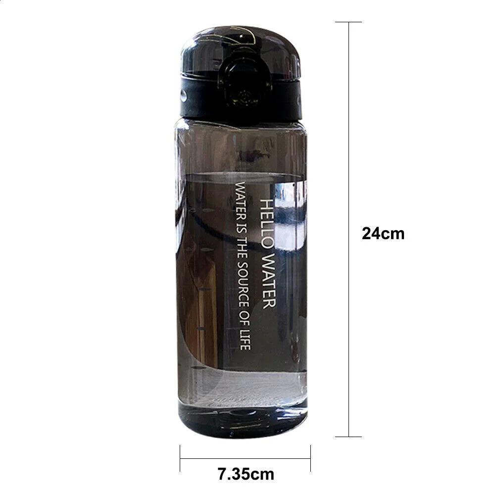 Portable Leakproof Sports Water Bottle Oval Clear Plastic Kettle Large Capacity Outdoor Travel Fitness Summer Drinking Cup 780ml 240822