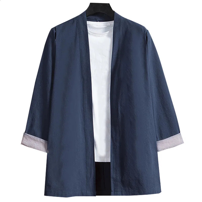 Mens Trench Coat Jacket Plus Size 4XL 5XL Kimono Casual Long Cardigan Jacket Male Solid Autumn Outerwear Tops jaqueta masculina 240822