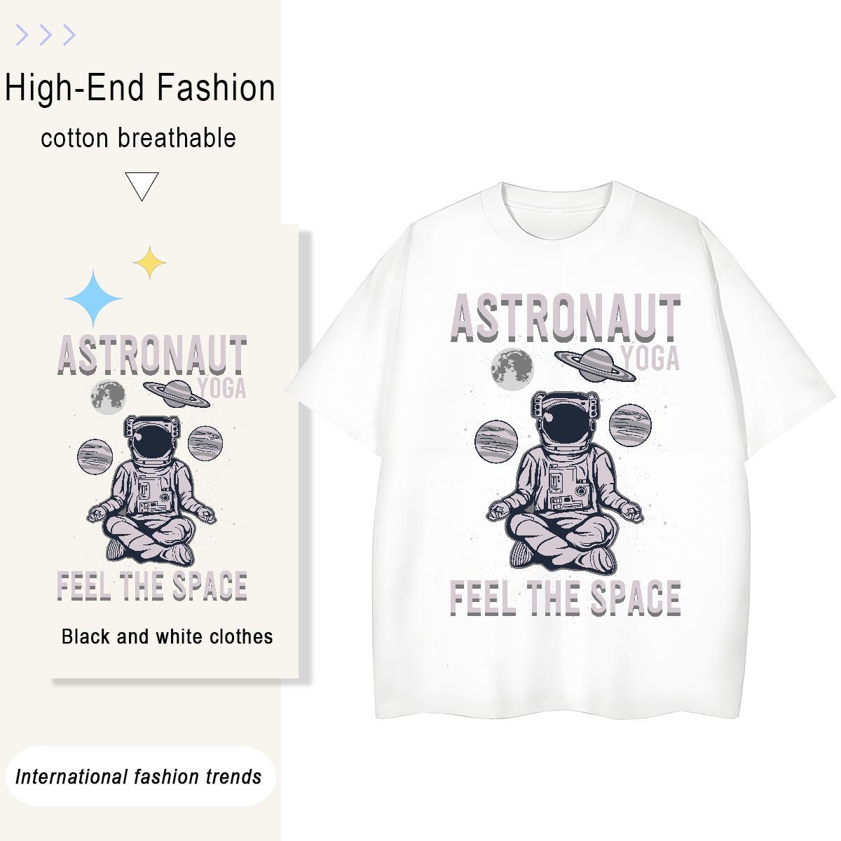Brand Couples T Shirts 230g 100% Cotton cosmonaut Hip Hop Street Women T Shirts Breathable DIY Printed Tops Tees