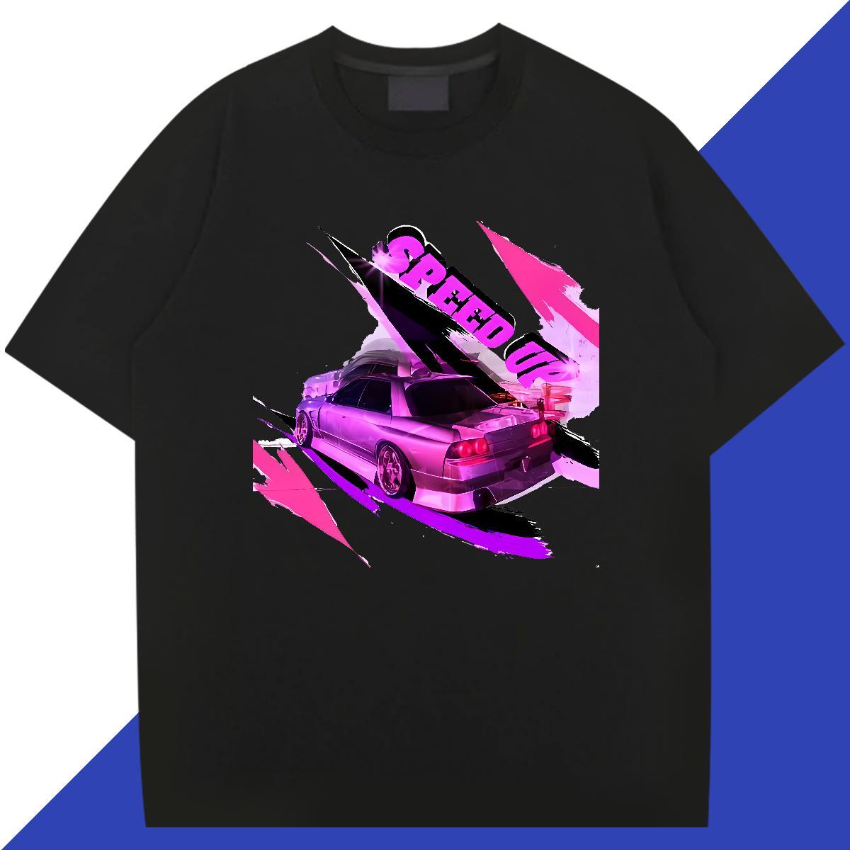 Brand Men T Shirts 230g Pure Cotton car Street Casual Plus Size Cartoon Breathable Crew Neck Men Clothes T-Shirt 2024 Summer Tee Shirt